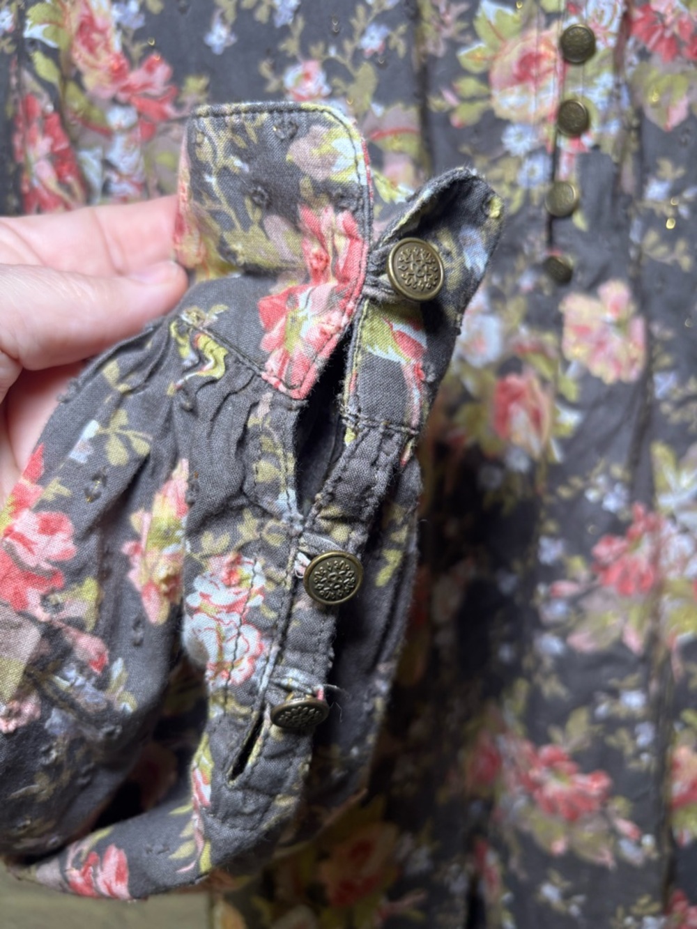 Anthropologie Michaela Floral Swiss Dot Long Sleeve Peasant Top Womens Small - Picture 6 of 15